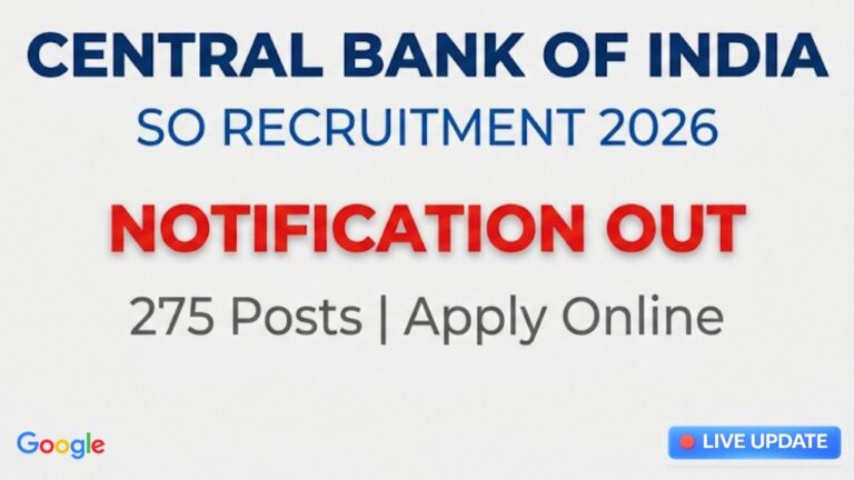 Central Bank of India SO Recruitment 2026